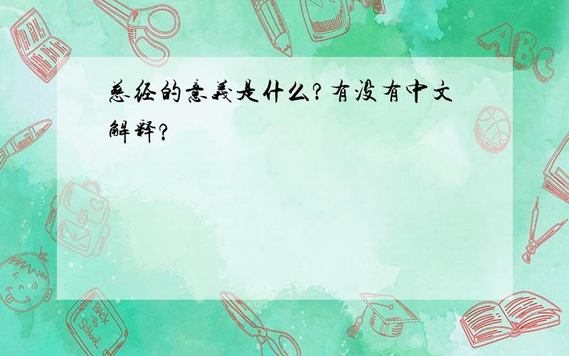 慈经的意义是什么?有没有中文解释?