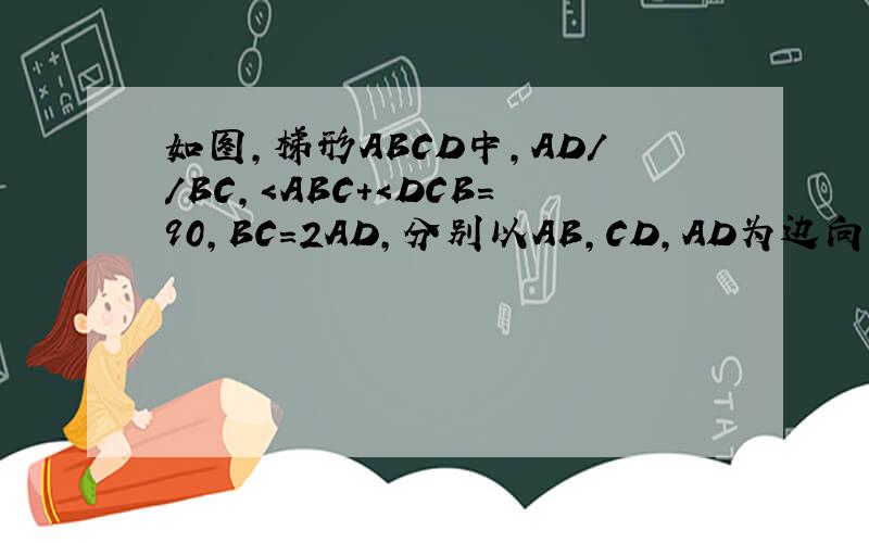 如图,梯形ABCD中,AD//BC,＜ABC＋＜DCB＝90,BC＝2AD,分别以AB,CD,AD为边向梯形外各作正方形,其面积分别为S1,S2,S3,则三者关系为