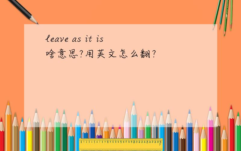 leave as it is啥意思?用英文怎么翻？