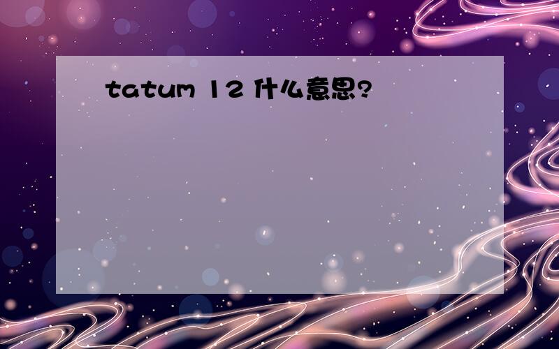 tatum 12 什么意思?
