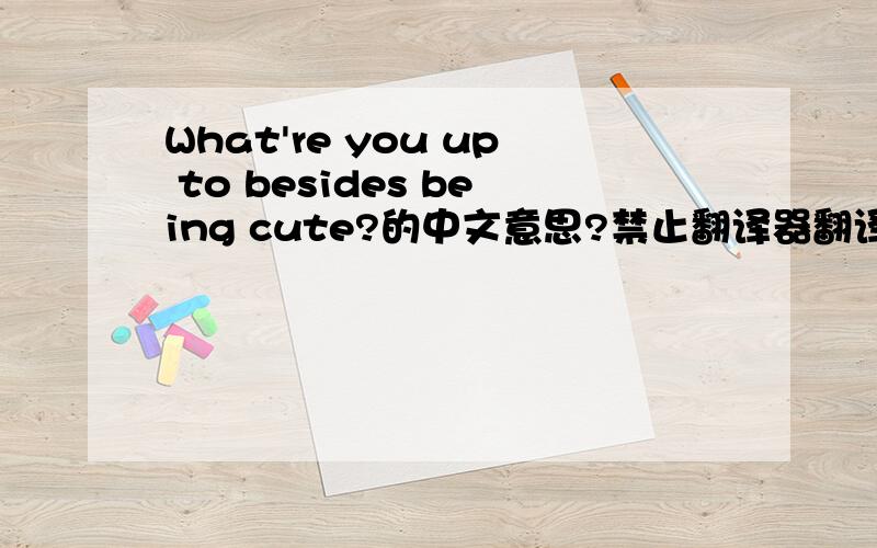 What're you up to besides being cute?的中文意思?禁止翻译器翻译,