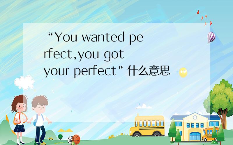“You wanted perfect,you got your perfect”什么意思