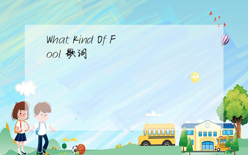 What Kind Of Fool 歌词