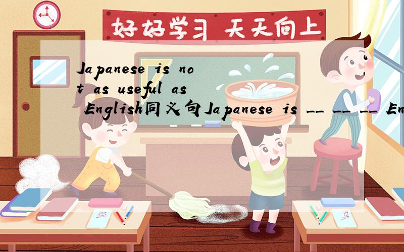 Japanese is not as useful as English同义句Japanese is __ __ __ English