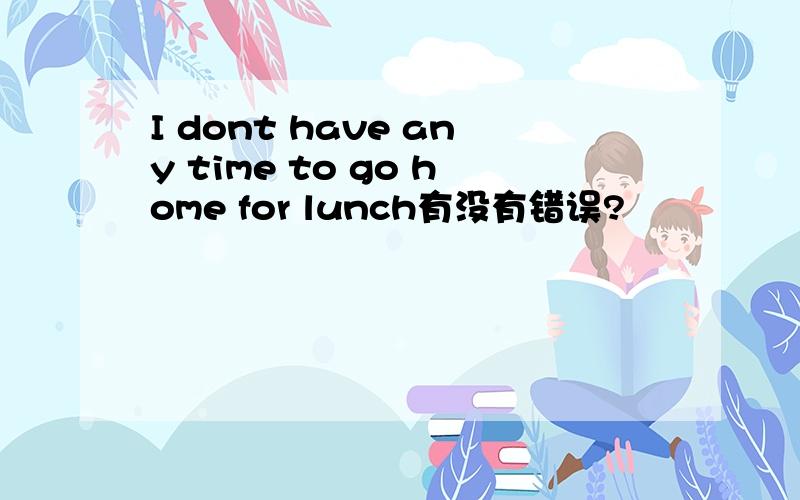 I dont have any time to go home for lunch有没有错误?