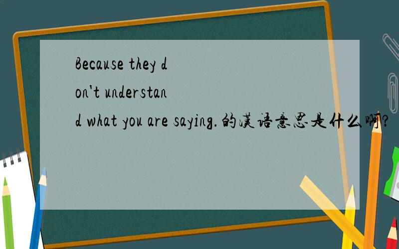 Because they don't understand what you are saying.的汉语意思是什么啊?